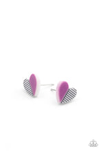 Load image into Gallery viewer, Split Striped Heart Post Earrings - Paparazzi Starlet Shimmer Set
